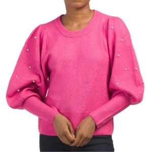 Cece "Pearl Puff" Sweater in Pink SZ S